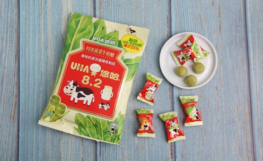 UHA悠哈菠菜牛奶糖新品上市，同比減脂25%