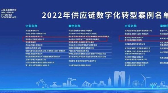 第一且唯一！海爾智家入選“2022年供應(yīng)鏈數(shù)字化轉(zhuǎn)型案例”