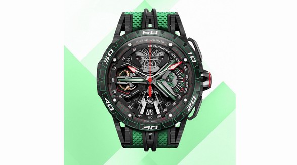 羅杰杜彼RogerDubuis王者競速系列飛返計(jì)時(shí)碼表  致敬蘭博基尼VERDE MANTIS燃擎綠